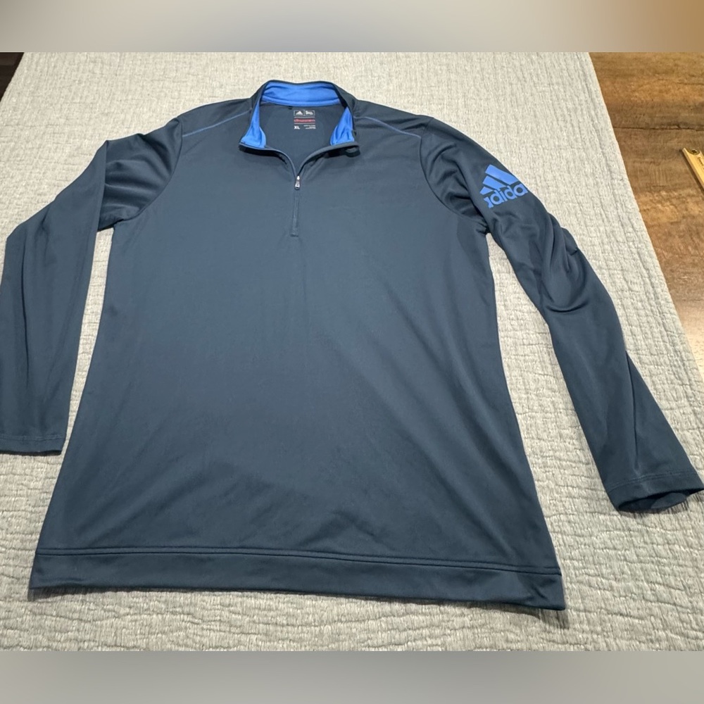 Adidas Mens Golf Sweatshirt 1/4 Zip Pullover Shirt Clima Warm Navy Blue Size XL